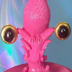 Napier vintage gold and black stone earrings